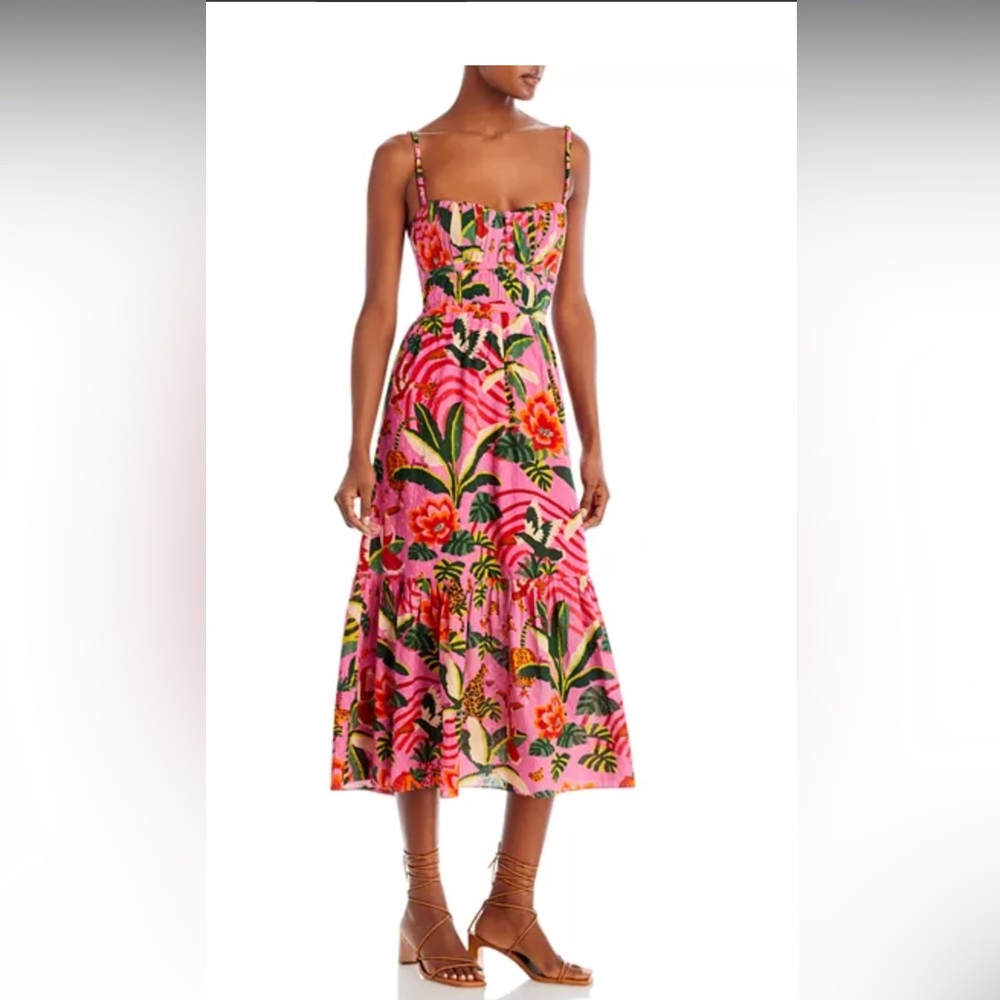 🌺 FARM Rio 🌺Leopard Forest Midi Dress Size Small